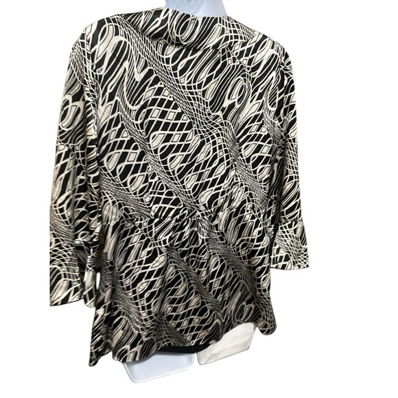 Moonlight Babydoll Top M Black White Geometric 3/4 Bell Sleeve Whimseygoth - Picture 7 of 15